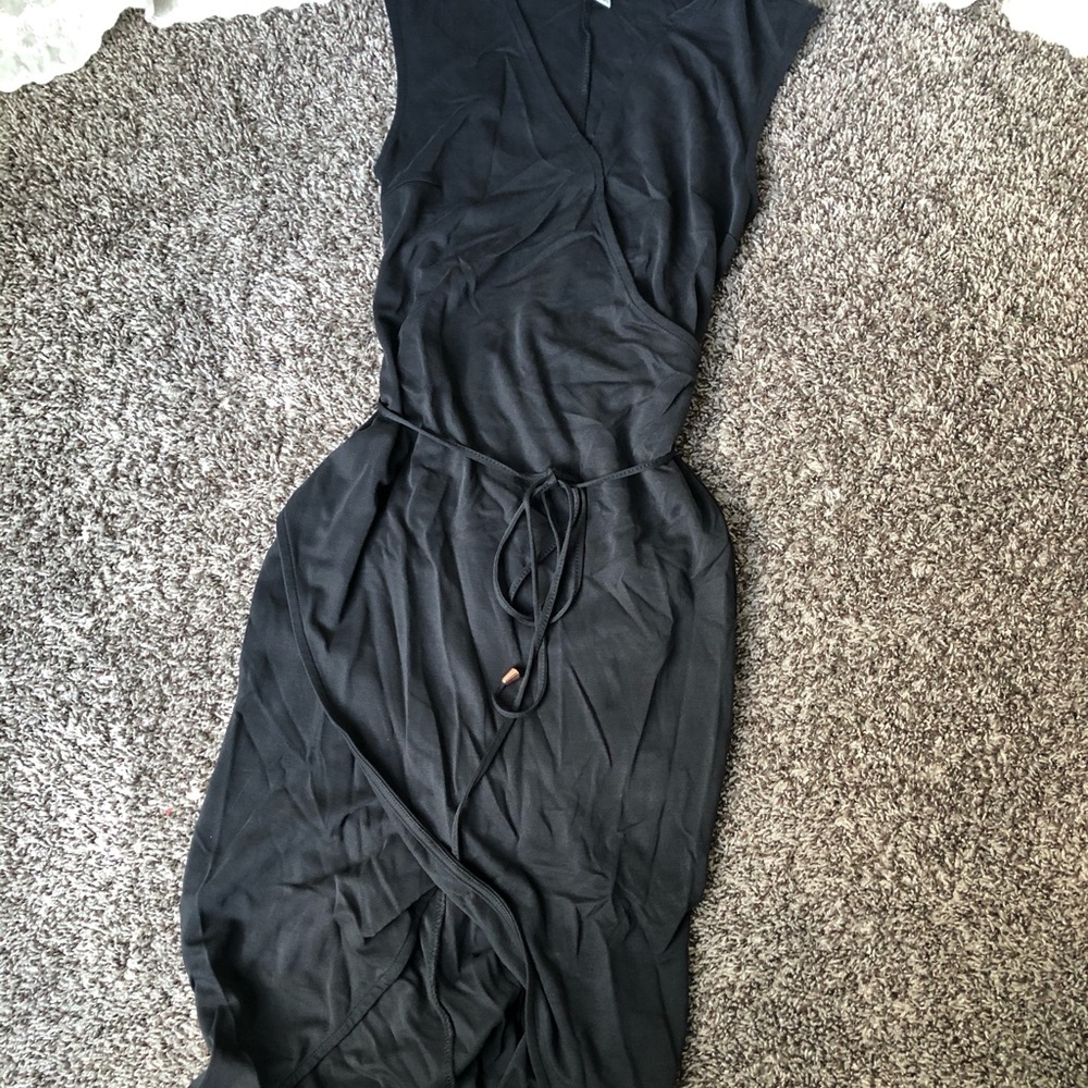Black midi wrap dress